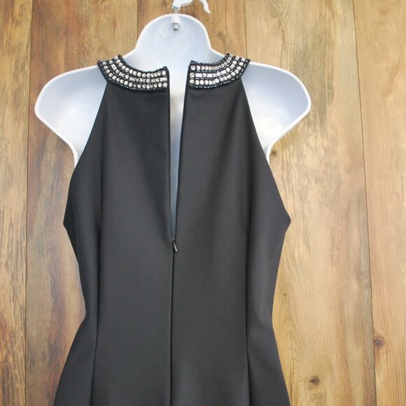 Alex Evenings Embellished Halter Neck Ruched Sheath Dress Navy 10 - Picture 5 of 6